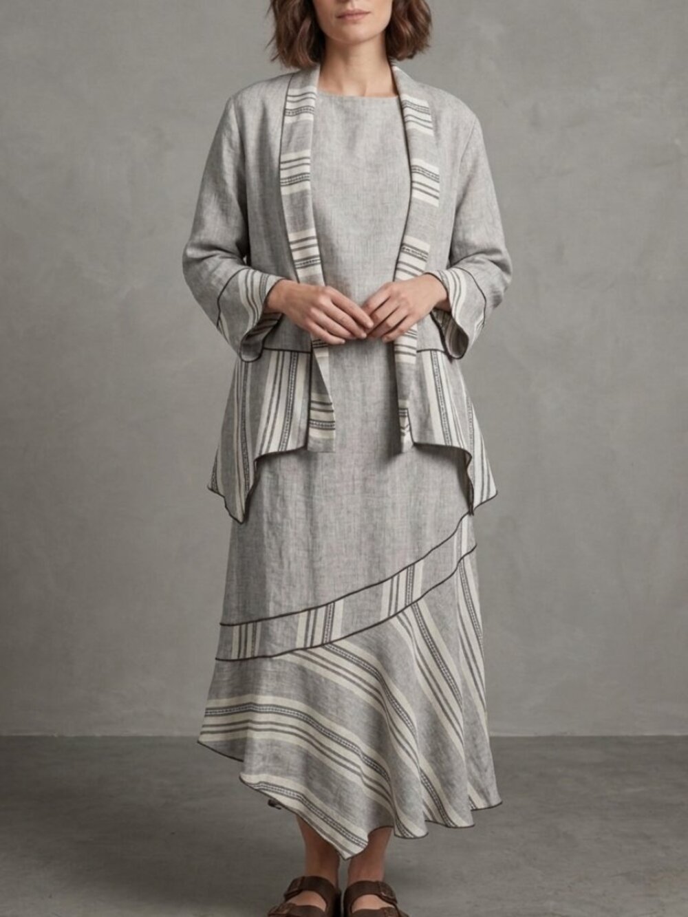 Vintage I.C. Collection By Connie Linen Cotton 3 Piece Set Jacket Skirt Tank Top
